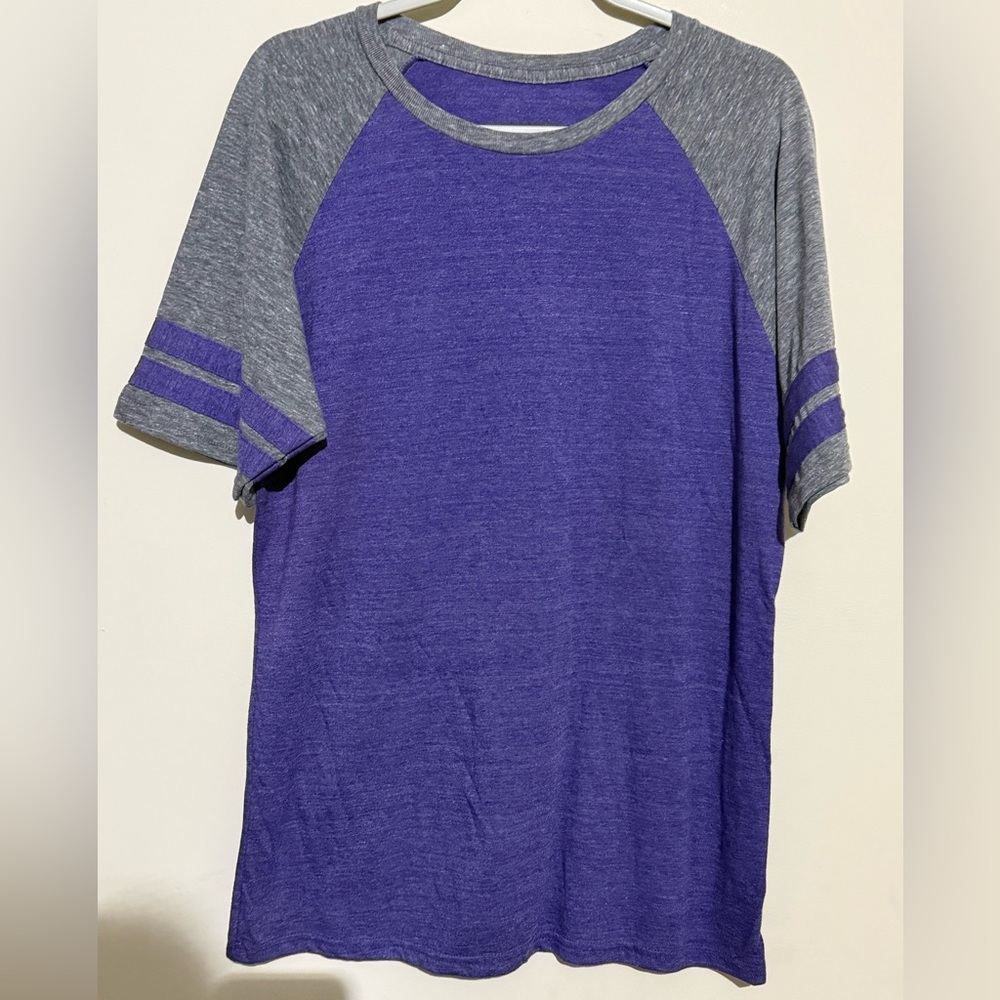 Men's Purple and Gray Raglan Short-Sleeve Tee